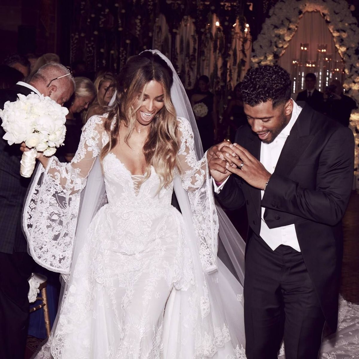 Stunning couple Ciara and Russell Wilson's destination wedding in Cheshire, England.