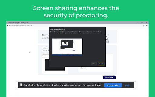 Examonline : Screen Sharing chrome extension