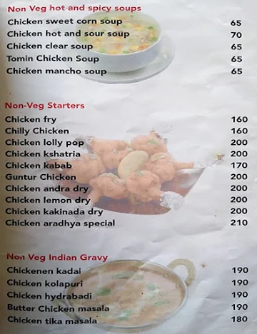 Aaradhya Family Restaurants menu 