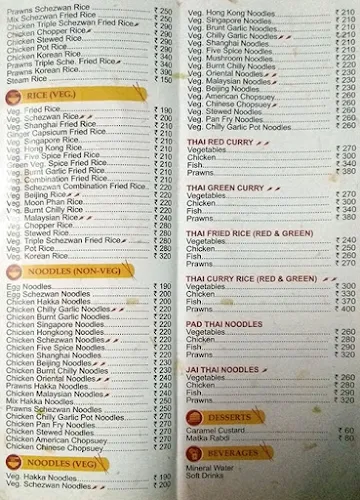 Flavours Of China menu 