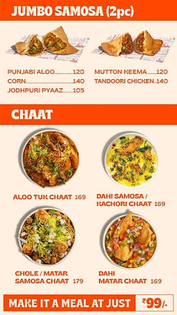 Samosa Party menu 