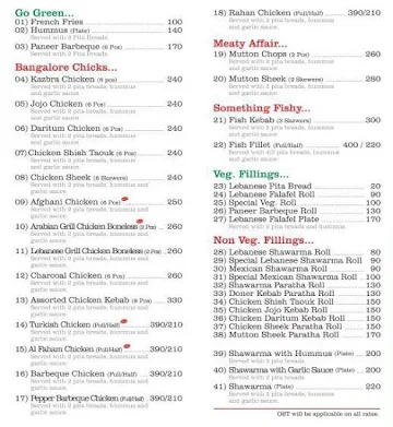 Le Charcoal Xpress menu 