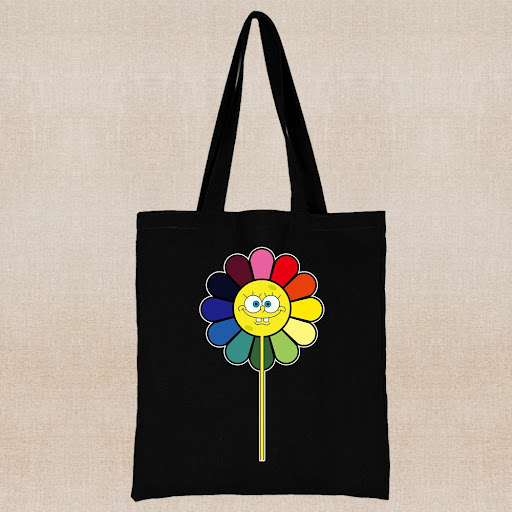 Title 11, Daisy Print Canvas Shopping Bag, Handheld Eco-F...