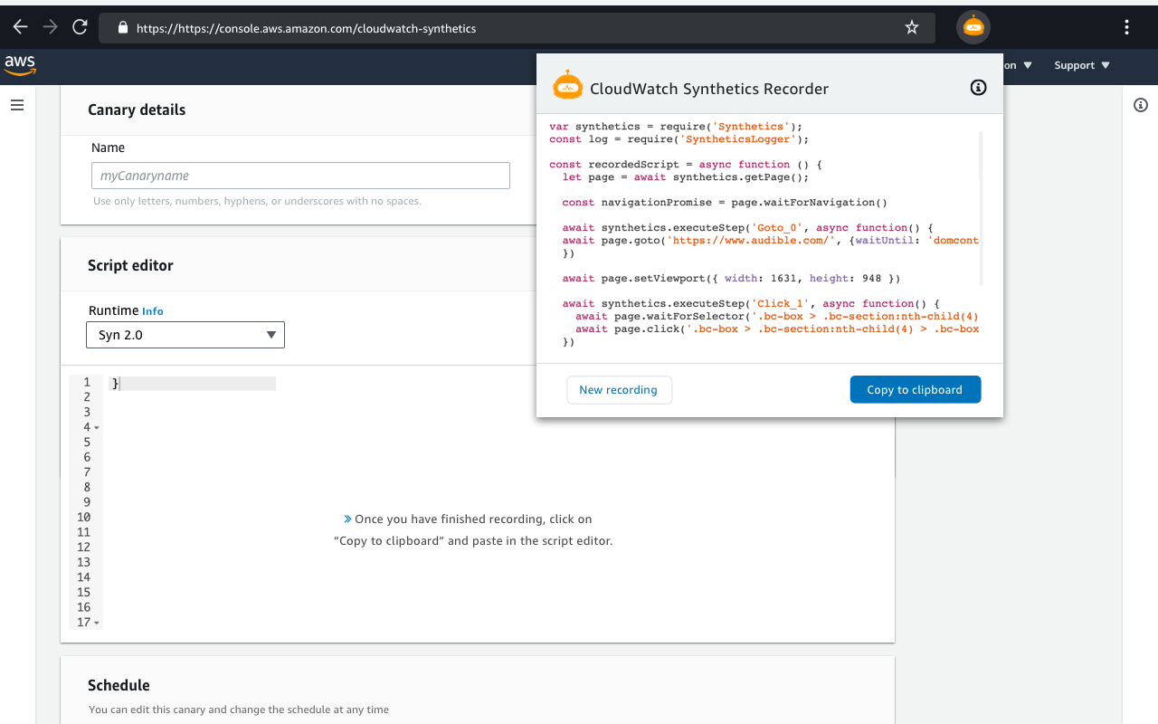 CloudWatch Synthetics Recorder Preview image 5