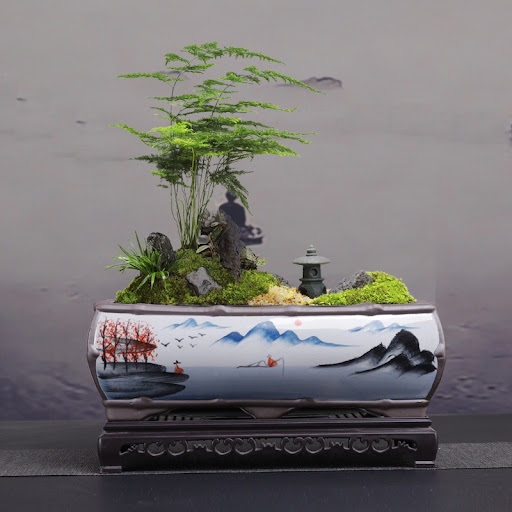Title 4, High-end Chinese Ge Kiln Ceramic Green Plant Fl...