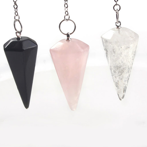 Title 11, Natural Crystal Stone Hexagonal Cone Pendant fo...