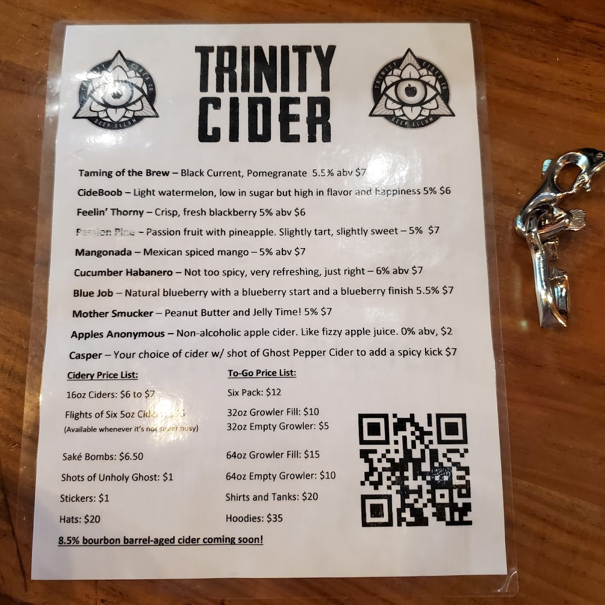 Trinity Cider gluten-free menu