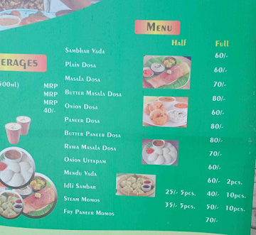 Lajawab Dosa Cafe menu 