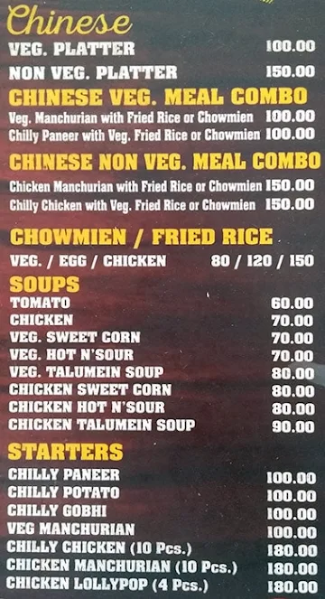 Snack Junction menu 