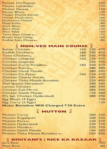 Platter King menu 