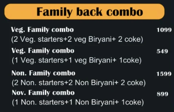 Wow Biryani menu 