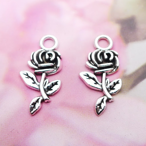 Title 4, Alloy Antique Silver Rose Pendant Ornament Acce...