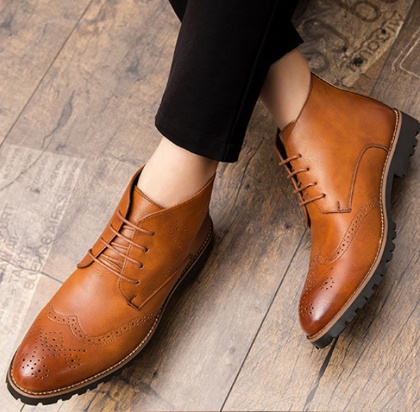 Title 4, Simple Carved Casual Pointed Leather Shoes with...