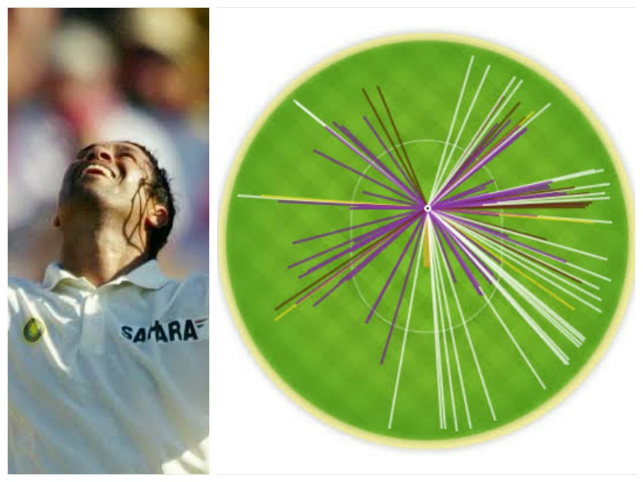 Wagon Wheel of Sachin Tendulkar’s 241* against Australia at Sydney in Jan 2004