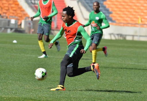 Percy Tau during the South African national mens soccer team training session at FNB Stadium on June 07, 2017 in Johannesburg, South Africa.