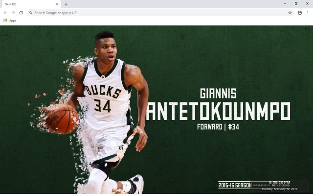 Giannis Antetokounmpo NBA New Tab