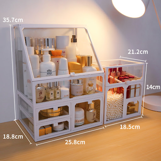 Title 4, Dust-Proof Desktop with Cosmetic Storage Box fo...
