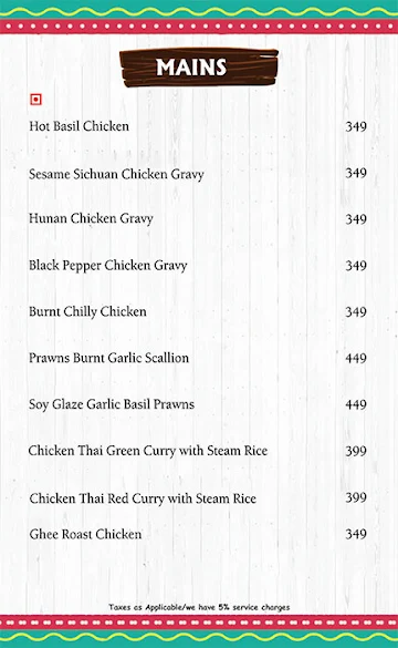 The Thekaa menu 