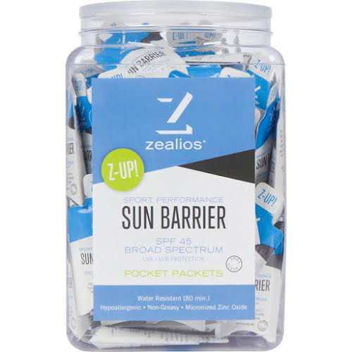 Zealios Sun Barrier SPF 45 Sunscreen: 10ml single use packets, Tub of 100