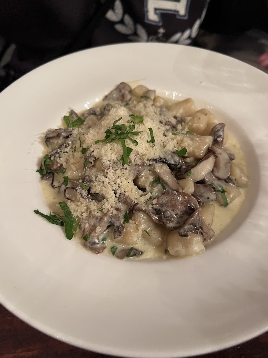 Gnocchi with mushrooms and cream sauce