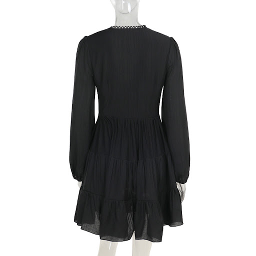 Title 19, Womens Autumn Sheath Slim-fit Lace Up V-neck D...