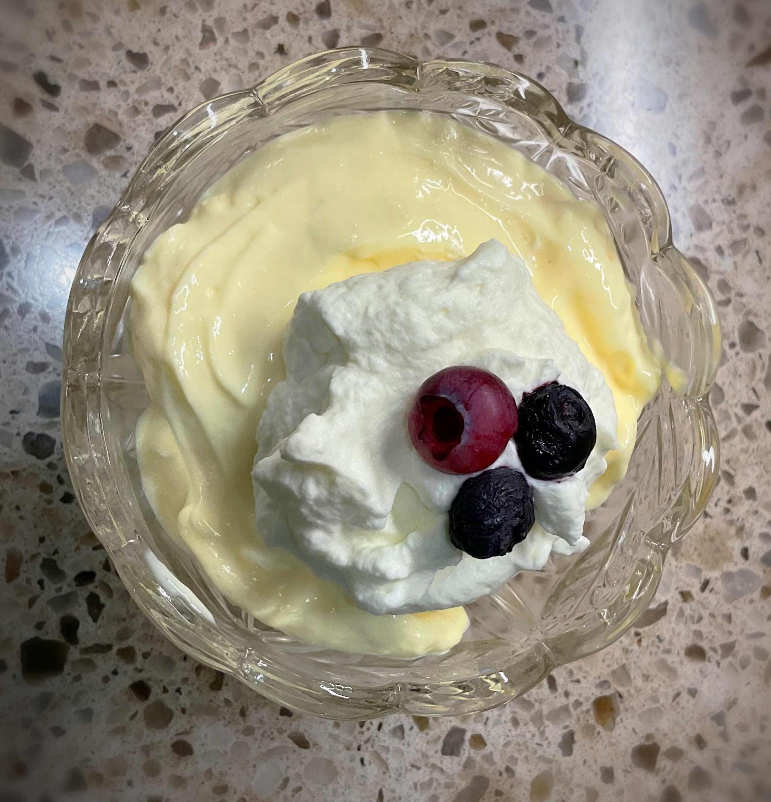 Top View of Cream Lemon Pudding