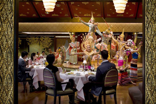 Dancers perform at the Sala Rim Naam restaurant in the Mandarin Oriental, Bangkok. 