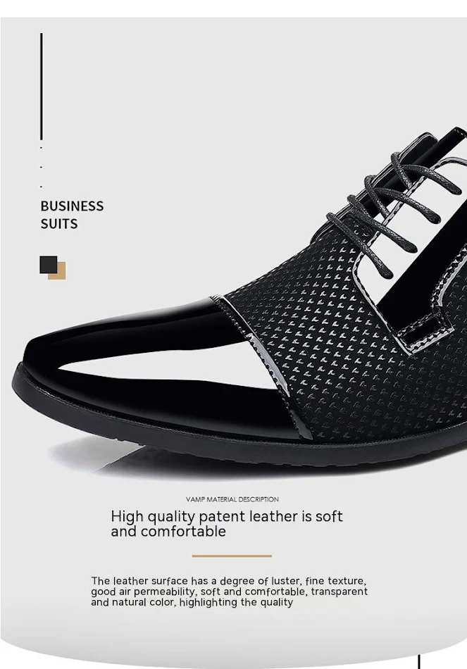 Breathable and Wearable Men's British Korean Pointed Leather Shoes. Experience all-day comfort and sophisticated style w