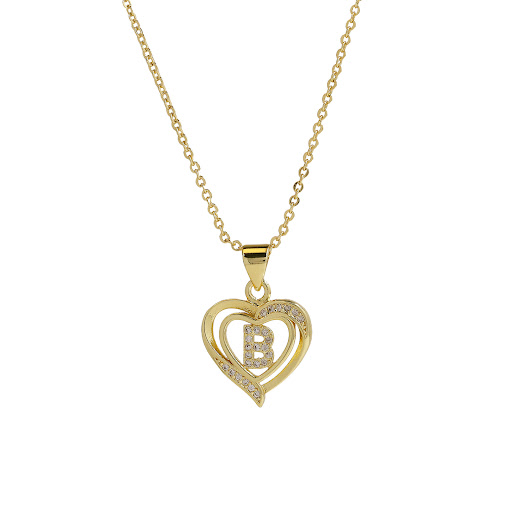 Title 3, 18K Brass Peach Heart 26 English Letters Neckla...