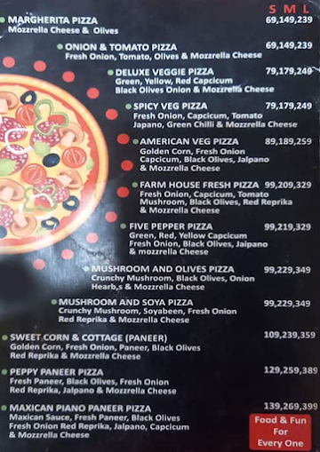 The Pizza Piano menu 