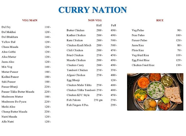 Curry Nation menu 