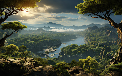 landscape where a majestic mountain peak reflects Preview 1