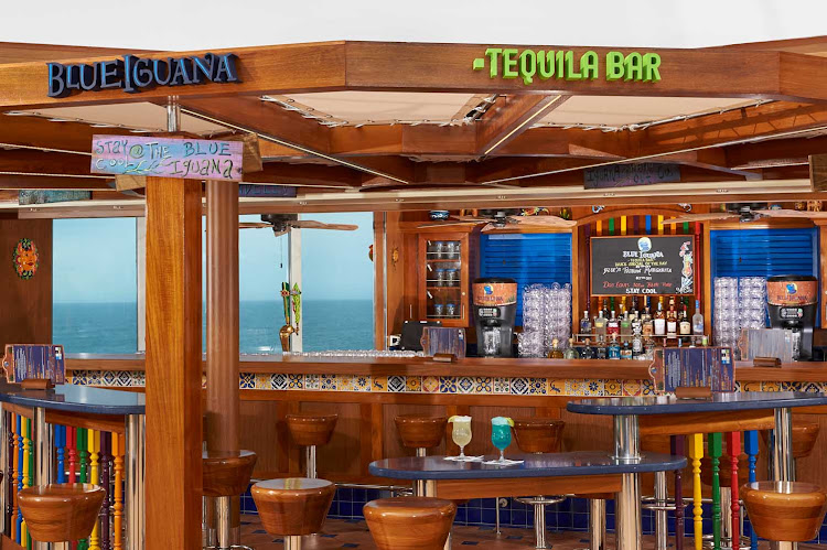 Ready for tropical weather and a slushy tequila drink? Hang with your friends at the BlueIguana Tequila Bar aboard Carnival Panorama. 