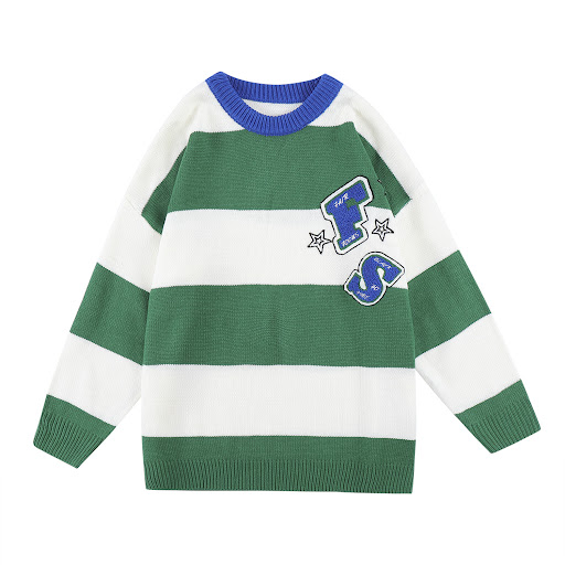 Title 5, Round Neck Towel Embroidery Color Blocking Swea...