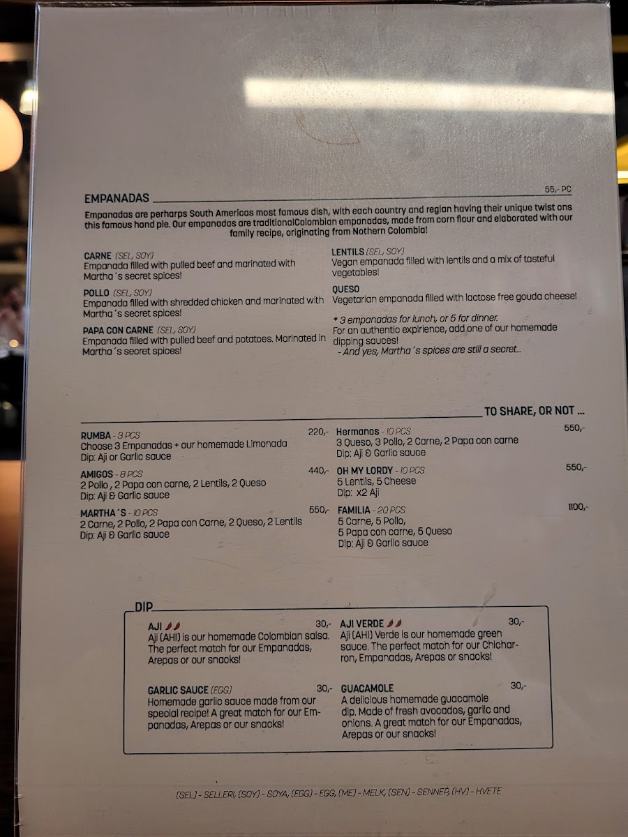 The menu