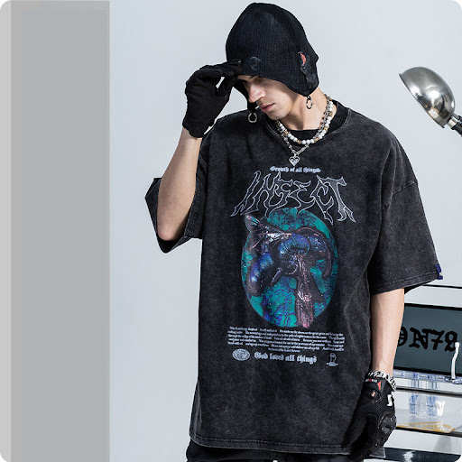 Title 4, Camiseta de manga corta desgastada con lavado o...