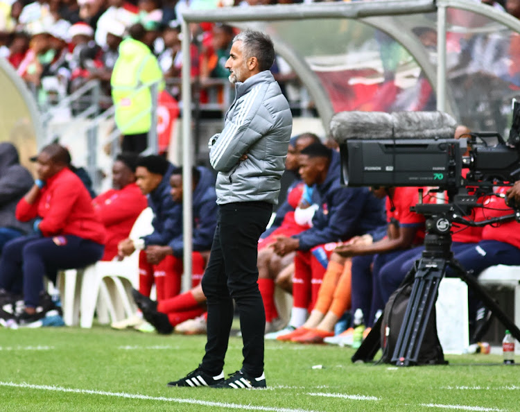 Orlando Pirates coach Jose Riveiro during their Nedbank Cup semifinal against Chippa United at Nelson Mandela Bay Stadium in Gqeberha on Saturday.