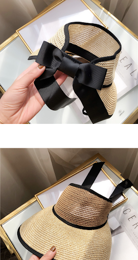 Title 8, Ribbon Bow Brim Sun Hat for Cycling and Seaside...
