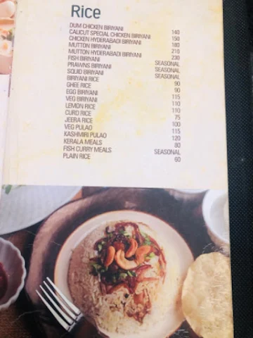Calicut restaurant menu 