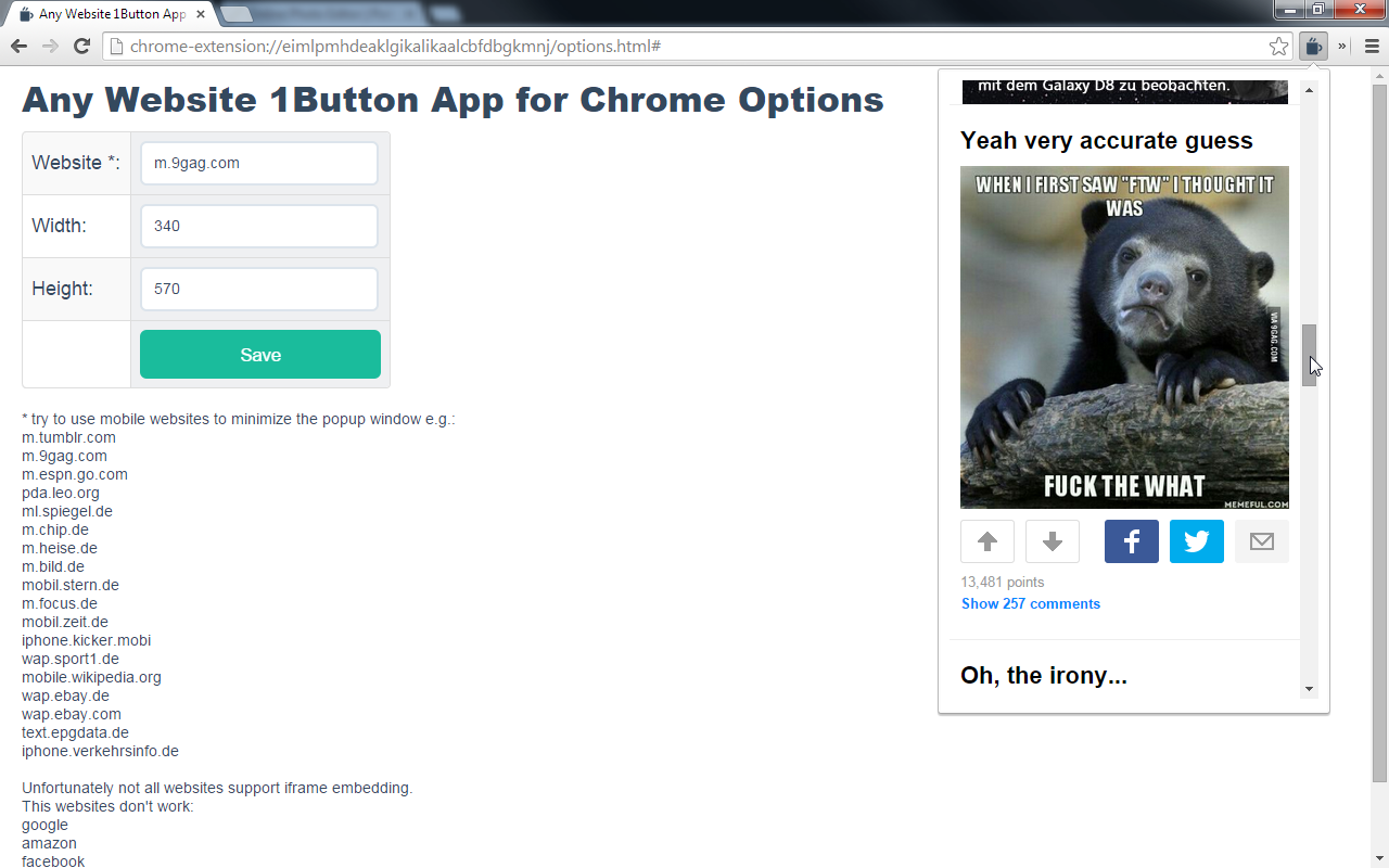 Any Website 1Button App for Chrome Preview image 3