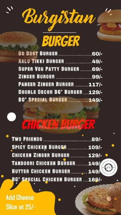 Burgistan Burger And More menu 