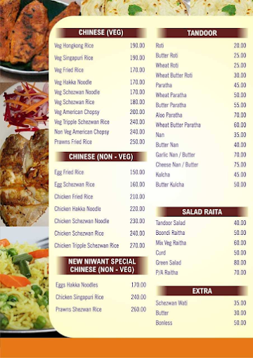 Hotel New Niwant menu 