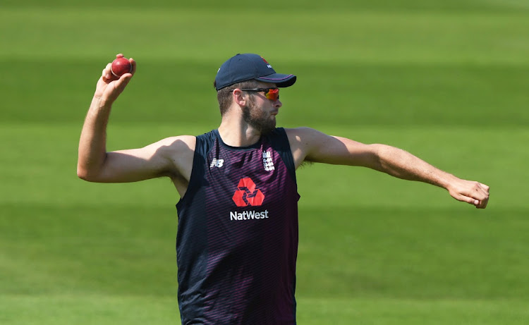 Dominic Sibley of England prepares to throw the ball during fielding practice at the Ageas Bowl on August 11, 2020 in Southampton, England.