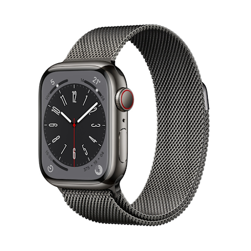 Đồng hồ thông minh/ Apple Watch Series 8 GPS + Cellular 41mm Graphite Stainless Steel Case with Graphite Milanese Loop MNJM3VN/A