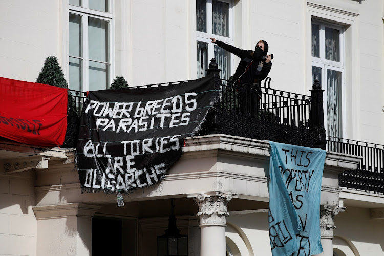 Squatters occupied a London mansion reported to belong to Russian billionaire Oleg Deripaska.