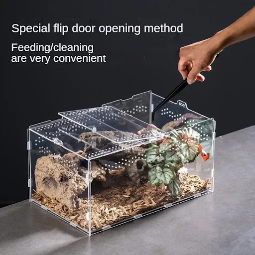 Reptile Acrylic Transparent Terrarium Breeding Box Turtle Cage Nano Arboreal Tarantula Enclosure Dearded Dragon Reptiles