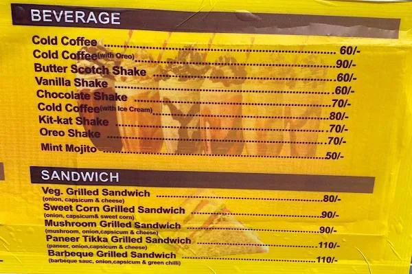 Starving Corner menu 