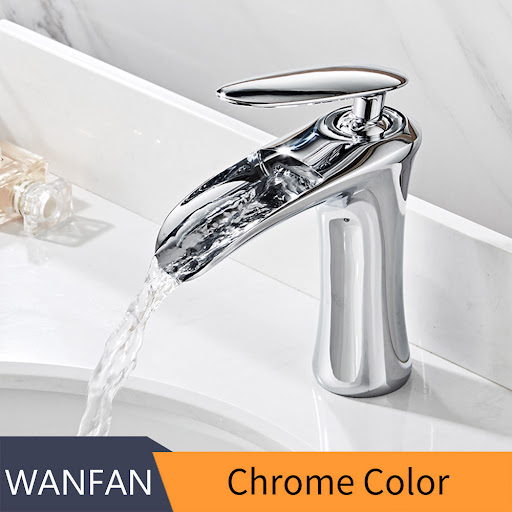 Title 1, Full copper black and white waterfall faucet fo...