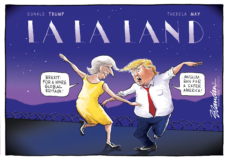 Image result for Trump and theresa May in caricatures