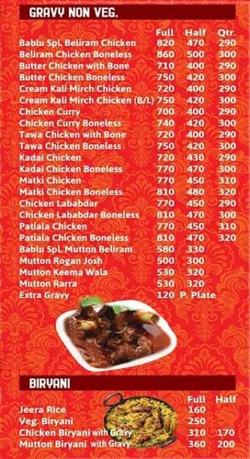 Bablu Chic-Inn menu 